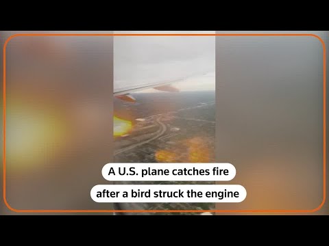 Engine catches fire shortly after plane takes off in US