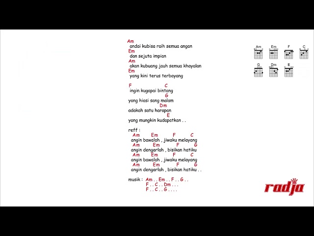 kunci gitar & lirik lagu | Radja - angin class=