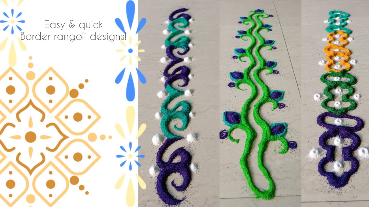 Creative and unique border rangoli designs | Easy and quick border ...