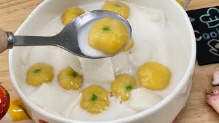 Ep.116 Pumpkins Bua Loi with coconut milk(Thai desert) บัวลอยฟักทองมะพร้าวอ่อน