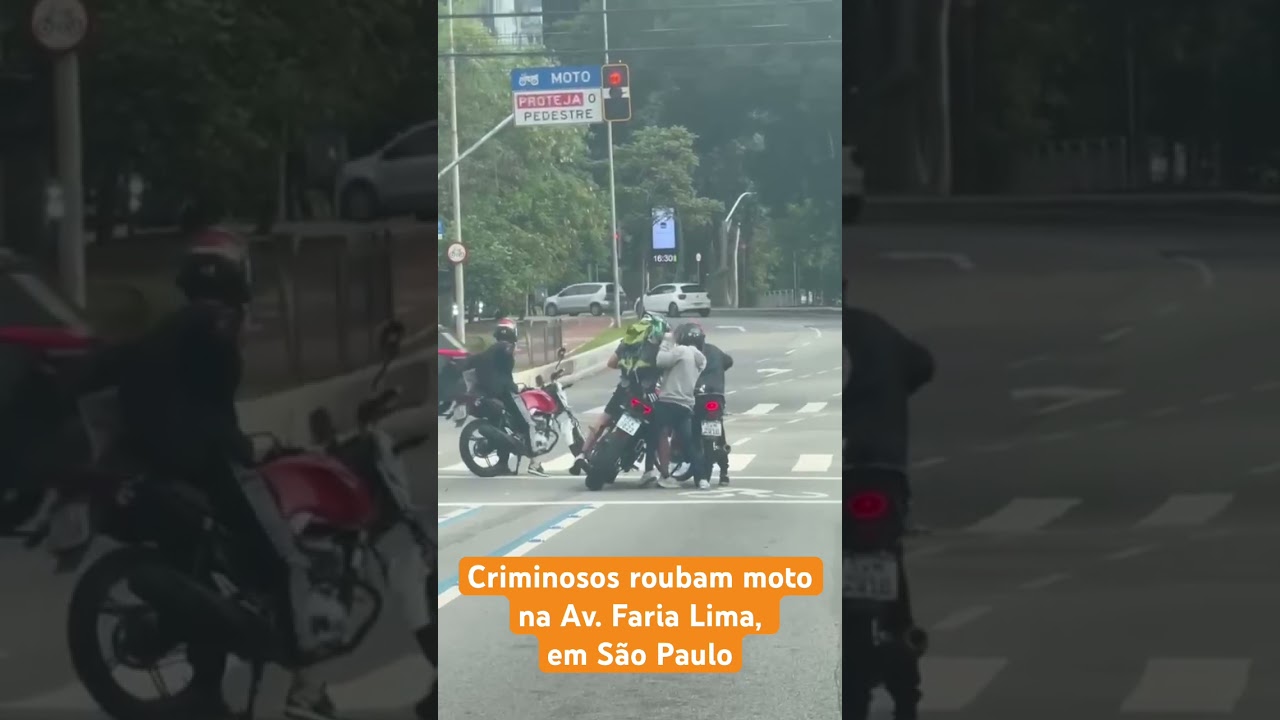 Roubo de moto na Faria Lima em São Paulo 