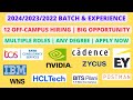 12 Off-Campus | 2022/2023/2024 batch & Experienced | Any Graduate | Apply Now