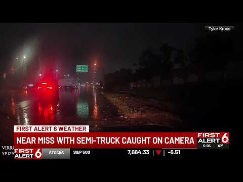 Semi spins out on slick I-80 in Omaha amid heavy downpours