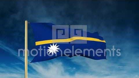 Nauru Flag Slider Style. Waving In The Win With Cloud Background Animation Stock Animation