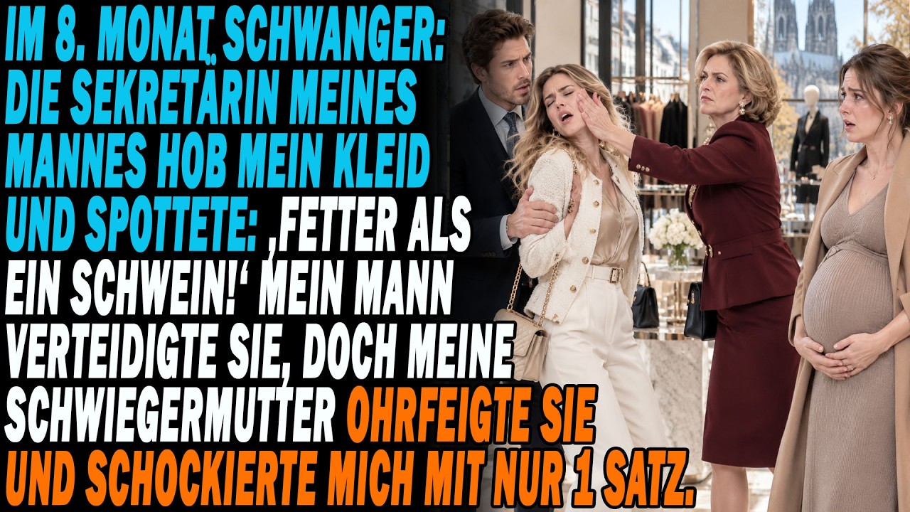 Ich stand in der Umkleidekabine, das Kleid hochgerutscht, und spürte die kalte Luft der Klimaanlage auf meiner nackten Haut. Meine Hände lagen schützend um meinen hochschwangeren Bauch. „Wie eine...