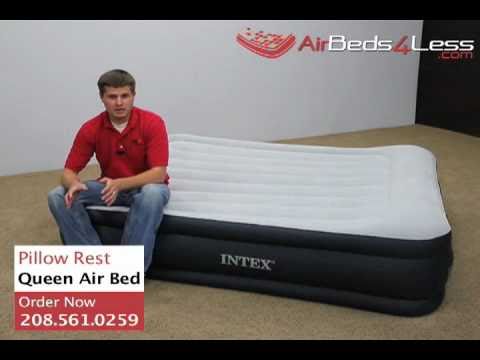 Intex King Deluxe Pillow Rest Inflatable Air Mattress Bed with Built 