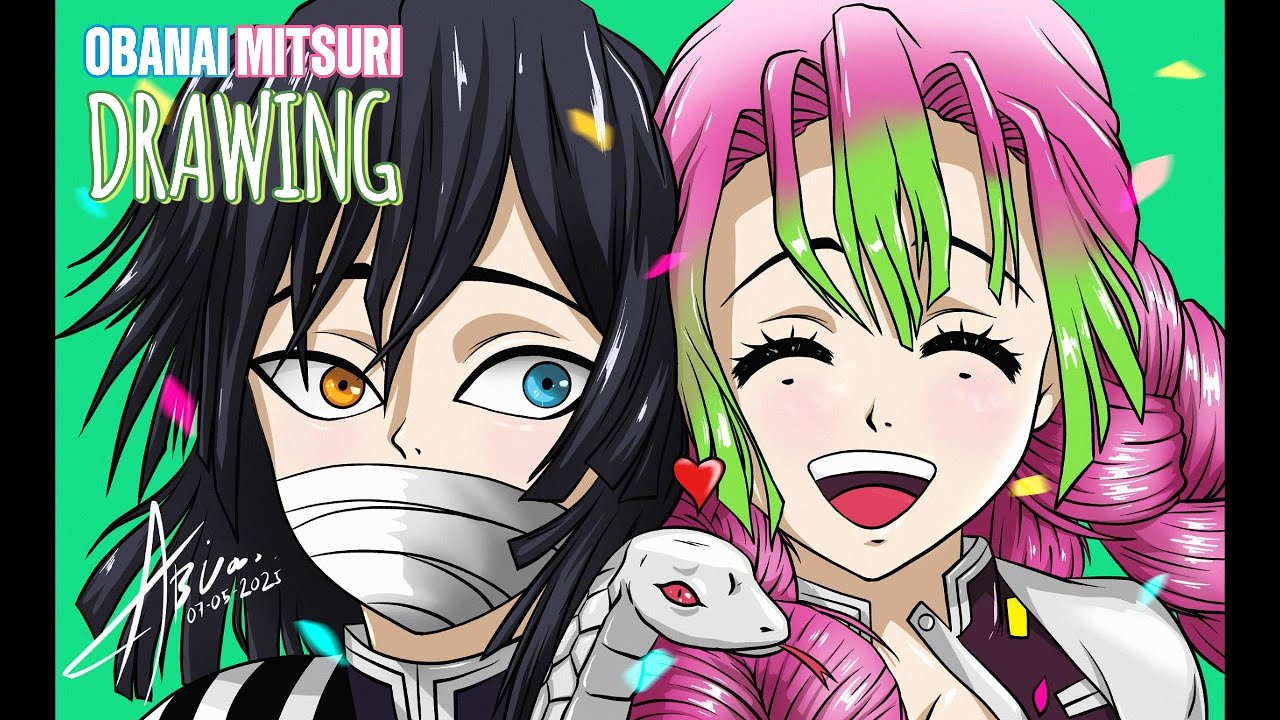Obanai ❤️ Mitsuri Timelapse Drawing | Demon Slayer