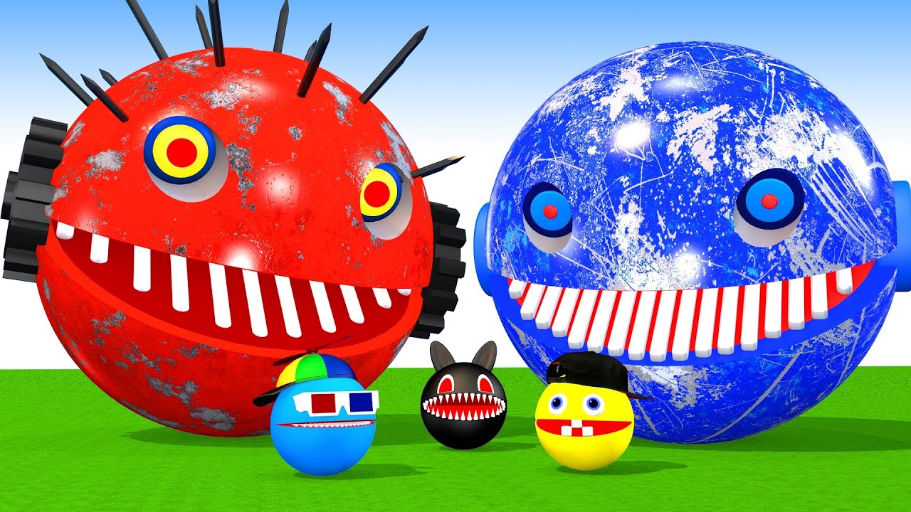 ROBOT PACMAN VS MS PACMAN VS GIANT SPIKE RED PACMAN IN POKEMON A NEW BATTLE BETWEEN ROBOTS #pacman #