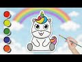 Unicorn Drawing and Coloring for Kids | Easy Cute Unicorn Coloring Page 🦄✨