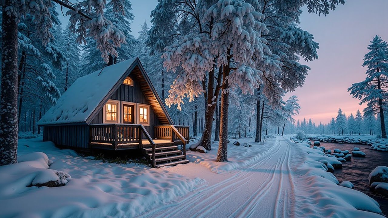 Relaxing Acoustic Winter Guitar Flow ~ Музыка Спокойной Хижины для Сна, Учебы и Отдыха