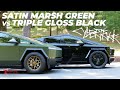 People's Choice - Vote! Cybertruck Triple Black Wrap & Paint vs Rugged Green Marsh Textured Wrap