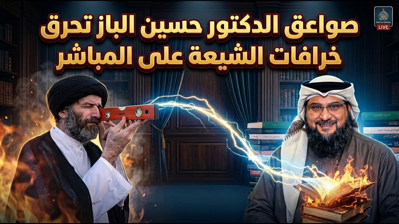 صواعق الدكتور حسين الباز تحرق خرافات الشيعة على المباشر .بث مباشر الدكتور حسين الباز