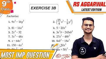 Rs Aggarwal Class 9 Exercise 3B | Chapter 3 Factorisation of Polynomials | Md Sir Class 9
