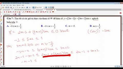 Bài 1 Tính đơn điệu hàm số chứa giá trị lượng giác