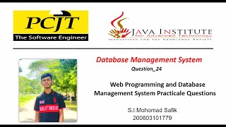 Question Set 24 / Database Management System / Java Institute