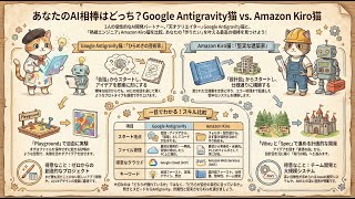 Google Antigravity vs Amazon Kiro!あなたのAI開発相棒はどっち?【猫とロボ】【徹底比較ガイド】