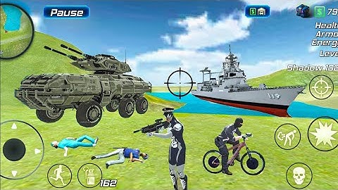 Drive Realistic Army Tank And Ship in Rope Frog Ninja Hero Vegas Crime Simulator - Android Gameplay