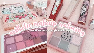 aesthetic chinese and korean makeup unboxing 💄✨️ flower knows & style nanda 3CE || ASMR