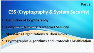 CSS Video No. 2: Cryptography, Computer, Network & Internet Security, Cryptographic Algorithms
