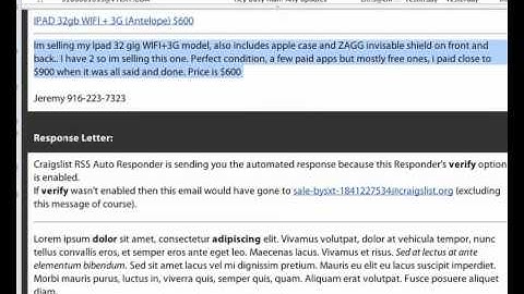 Tutorials 5 of 5 (Results) - Craigslist RSS Auto Responder Video