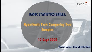 Basic Statistics in Human Sciences 13 Sept 2022 | Hypothesis Testing | Comparing two samples