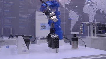 Robot cell at the HMI exhibition