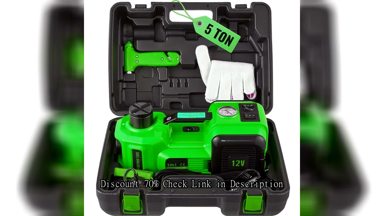 SucceBuy 5T Electric Car Jack Hydraulic Car Jack with Built-in Inflatable Pump LED Light Car Jack fo