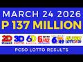 Lotto Result Today 9pm March 24 2026 PCSO