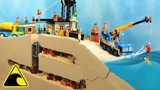 : Lego Mine Flood Disaster - Tsunami Dam Breach Experiment - Wave Machine VS Emerald Mine