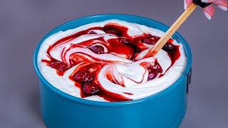 Make The Cake Using A Wooden Tabless Tail. Milk, Raspberries And Sponge Fingers