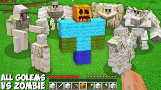 Who will WIN IN THE BATTLE OF ALL SECRET GOLEMS VS MUTANT ZOMBIES in Minecraft ? SPAWN ZOMBIE !