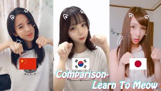 [Tik Tok]China Korea Japan，Which country`s girl is the cutest？Learn To Meow-学猫叫- Comparison