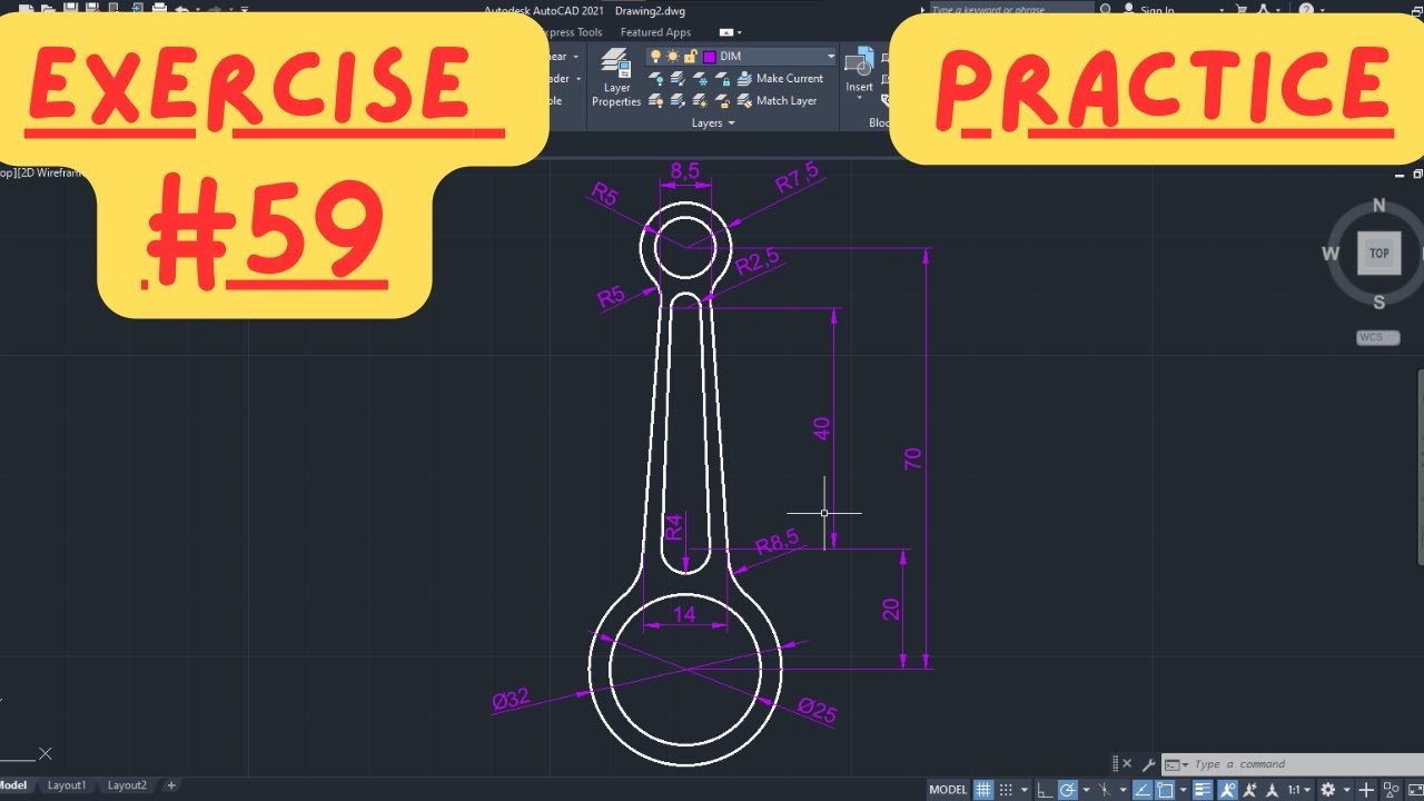 AutoCAD 2D Drawing Step By Step Practice for Beginners #59 - YouTube