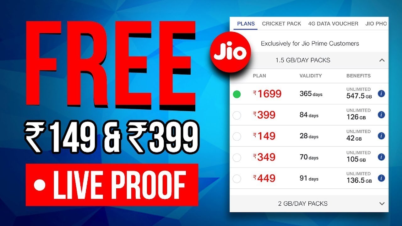 Jio Recharge Offers Jio Recharge Offers ₹149 & ₹399 For Free Jio