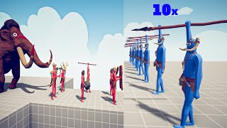 10x SPEAR THROWER Vs TRIBAL Team - Totally Accurate Battle Simulator | TABS