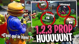 Je suis le chasseur sur ce 1, 2, 3 Soleil Prop Hunt avec la Team Croûton sur Fortnite Créatif !