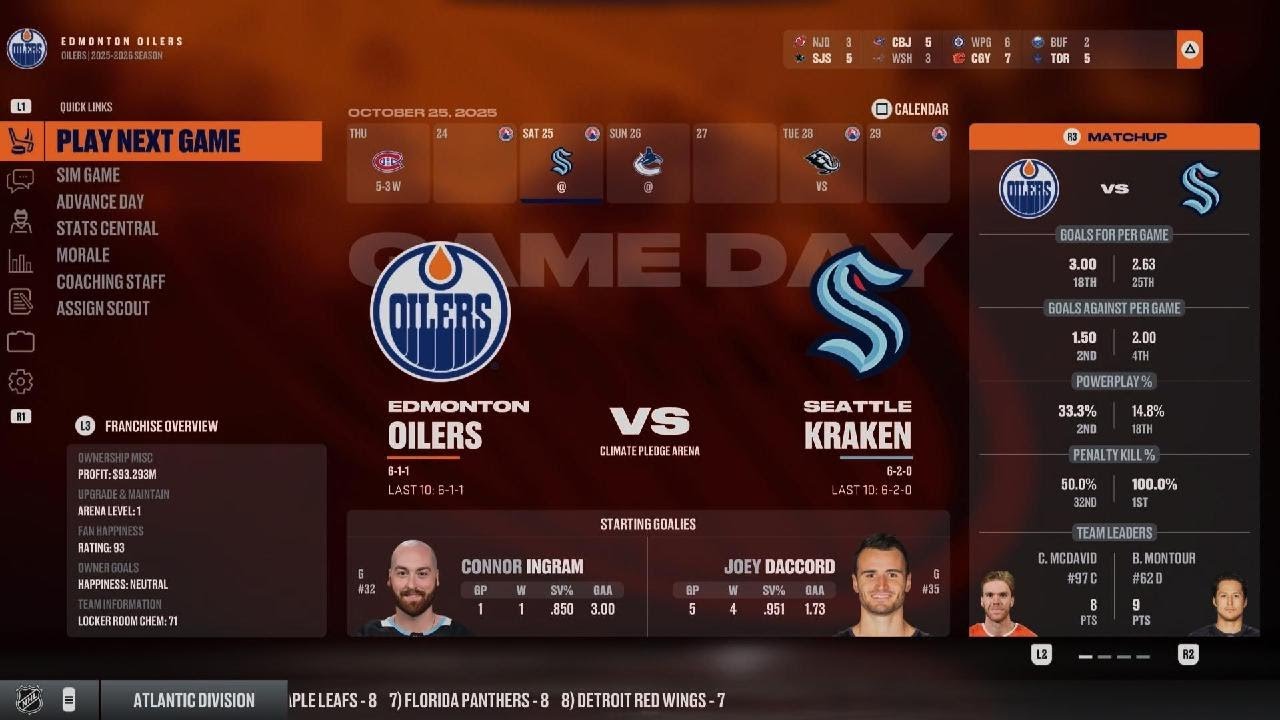 Oilers vs Kracken