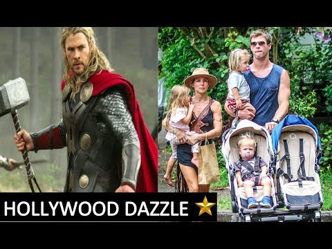 Chris Hemsworth Avengers THOR Real Life Family wife Elsa Pataky daughter and twin sons