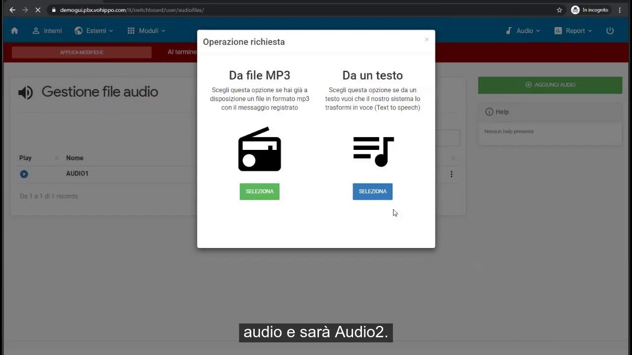 Configurare centralino virtuale Vohippo