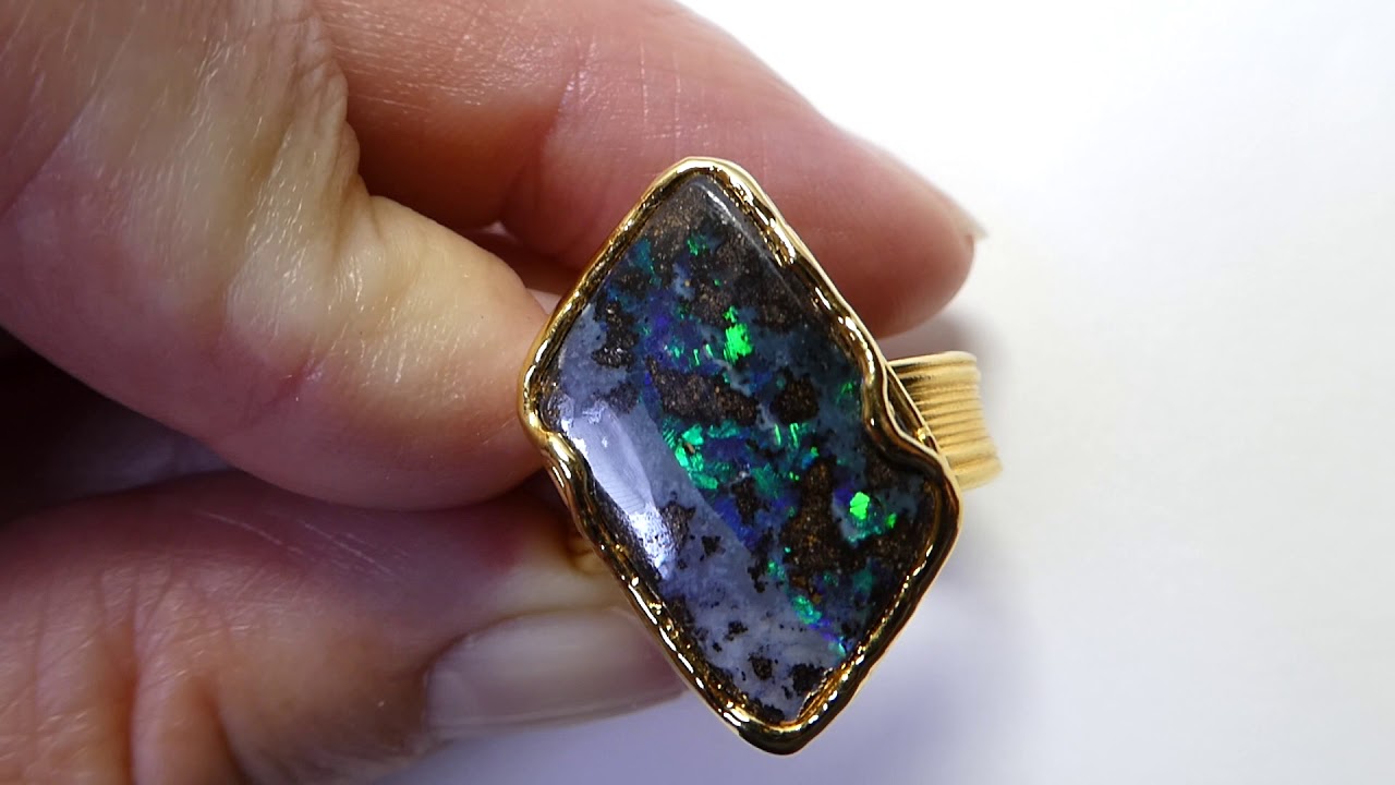 Funkelnder Opal Ring, selten groß, Opalschmuck Unikat aus ...