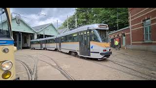 STIB/MIVB Tram in Brussel 🚊 Type BN PCC 7954 rijdt binnen in de Stelplaats te Sint-Pieters-Woluwe 