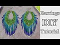 Feather Bead Fringe Earrings | How to make Beaded hoop earrings | Brick stitch earrings tutorial