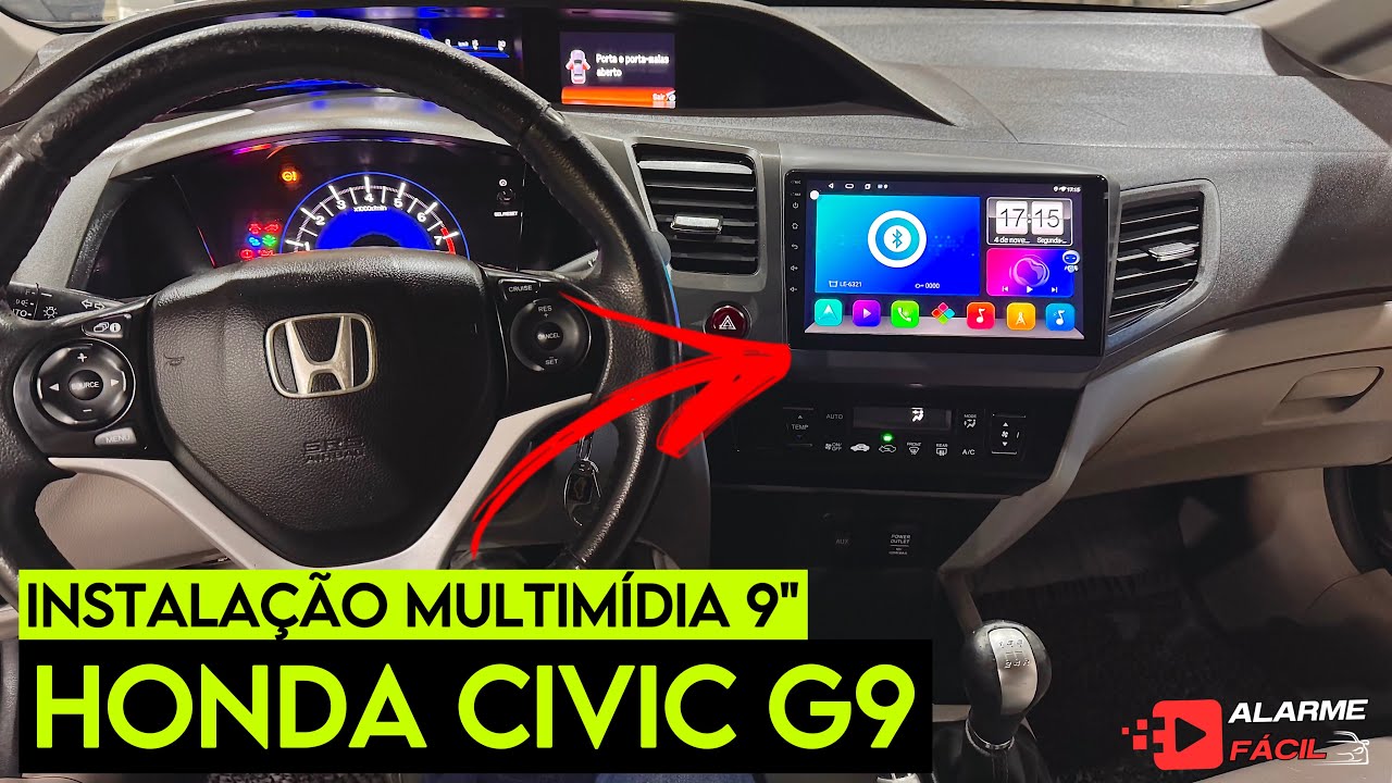 Instalação Multimídia 9” Android Honda Civic G9 ✅ 🤩
