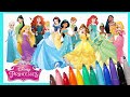 COLOURING DISNEY PRINCESSES COLOR REVEAL Mewarnai Princess