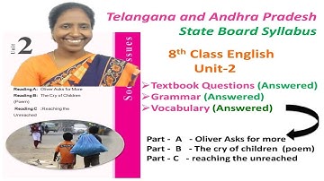 8th Class English Unit -2 ( A,B & C)Textual Comprehension ,Grammar and Vocabulary TS & AP SSC