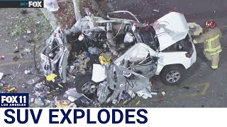 Toyota blows up in Los Angeles parking lot