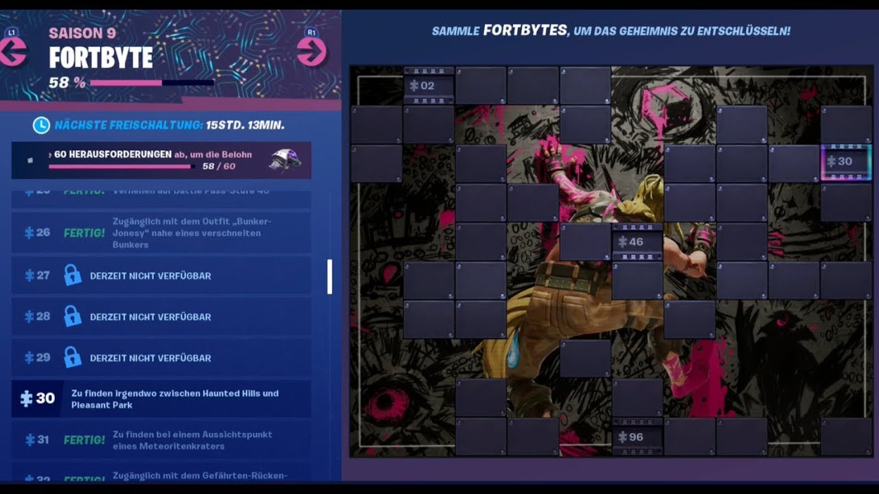 Fortnite Fortbyte 30 Zu finden irgendwo zwischen Haunted Hills und Pleasnt Park