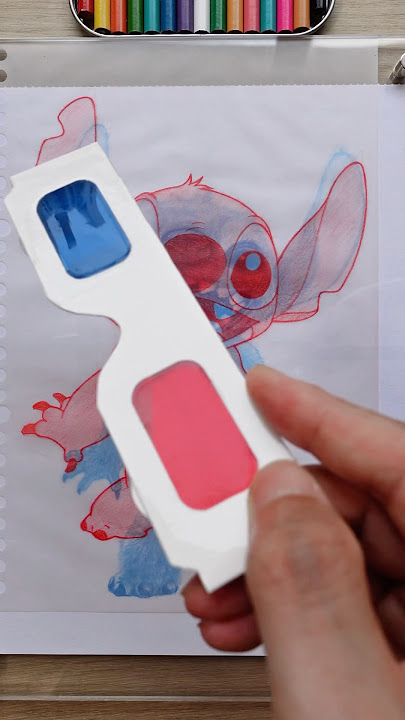 Stitch Battle! Movie vs Cartoon🔥💙 #drawing #art #3Dglasses #disney
