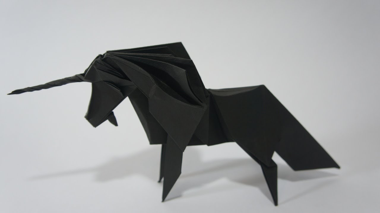 Origami Giveaway 7 Black Unicorn (Román Díaz) YouTube