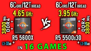 Ryzen 5 5600X vs Ryzen 5 5500x3D Test in 16 Games | R5 5500x3D vs R5 5600X  Thermal Power Efficiency screenshot 4